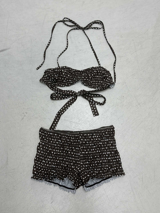 Damen Bandeau-Bikini Set mit Rüschung und verspieltem Punktdesign R&B