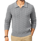 Herren Strickpullover mit strukturiertem Zopfmuster und Kragen R&B