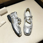 Damen elegante Mary Jane Ballerinas mit dekorativem Riemchen und komfortablem Fußbett R&B