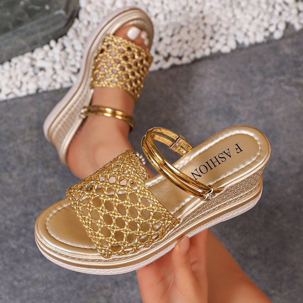 Damen modische Keil-Sandalen mit Netzdesign R&B