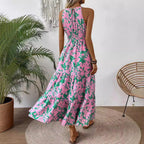 Damen Maxikleid mit floralem Muster und elastischem Tailleneinsatz R&B