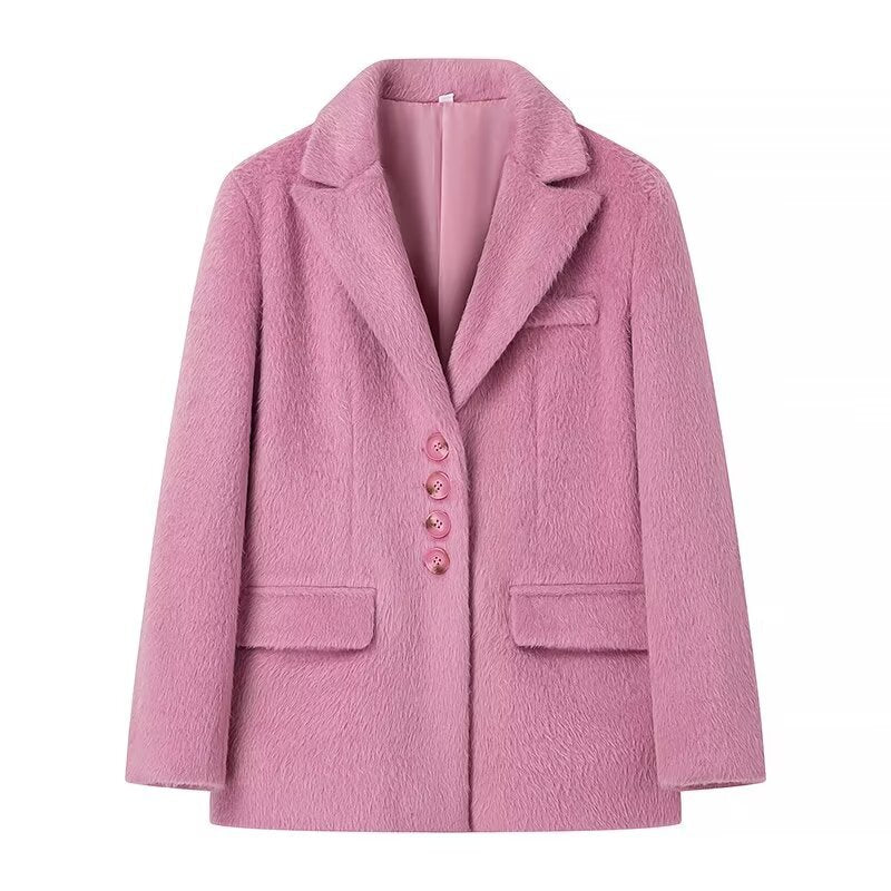 Damen elegante Veloursjacke mit klassische Knopfdetails R&B