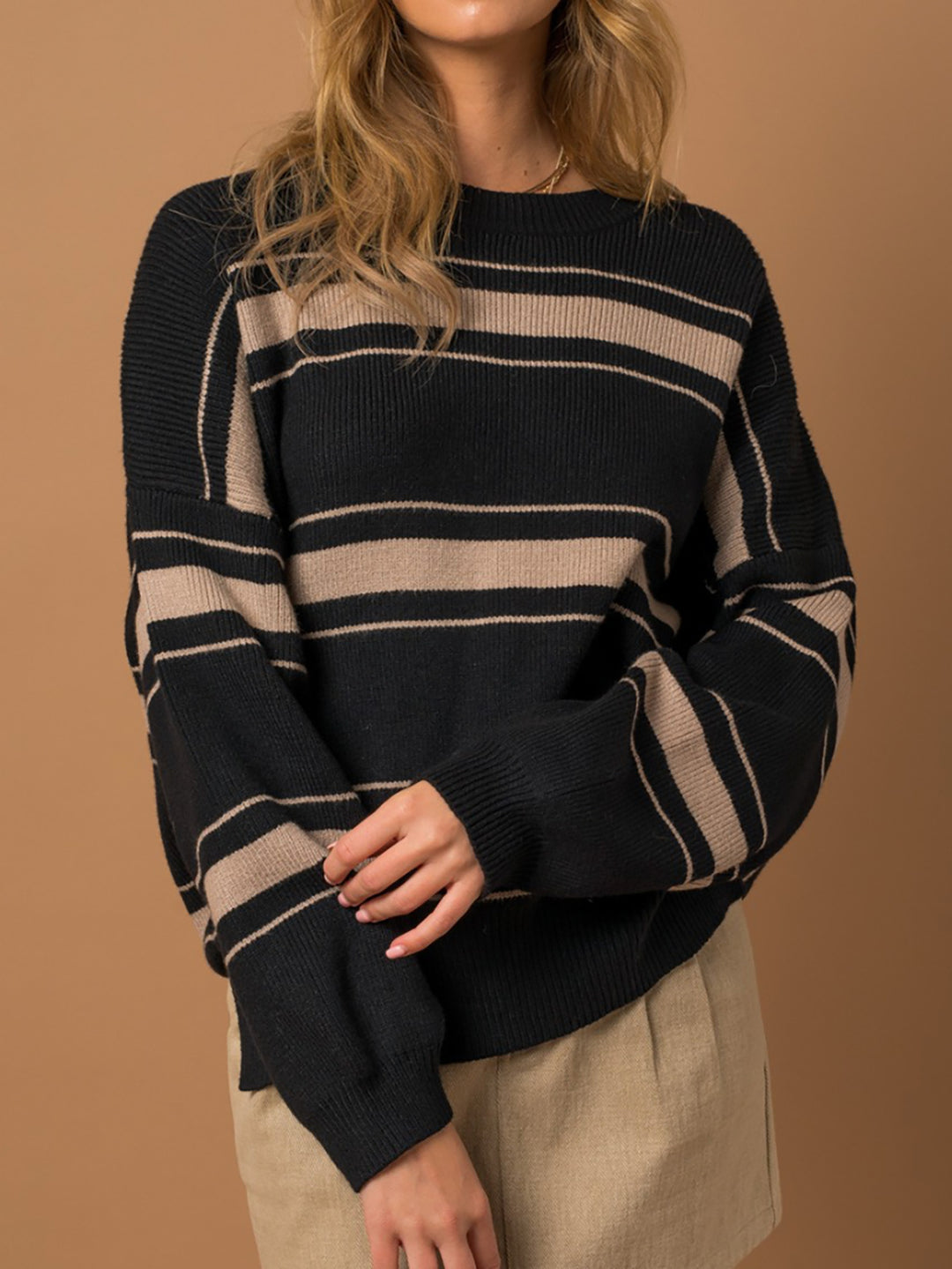 Damen lässiger Pullover mit modernen Streifen R&B