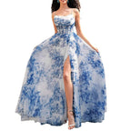 Damen Maxikleid mit schwingendem Rock und floralem Muster EB