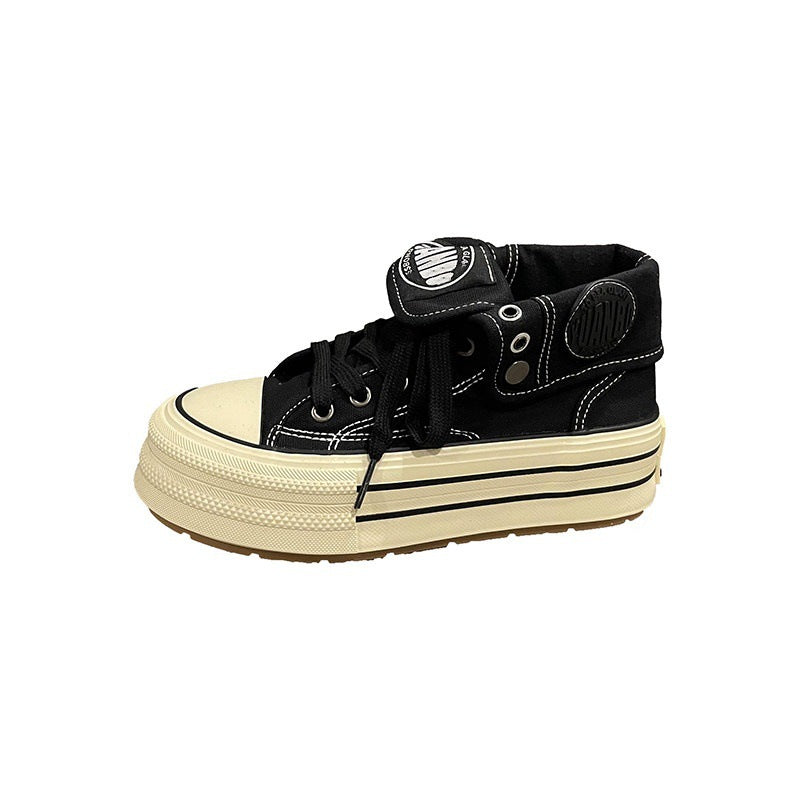 Damen High-Top Sneakers mit dicker Gummisohle und seitlichem Reißverschluss