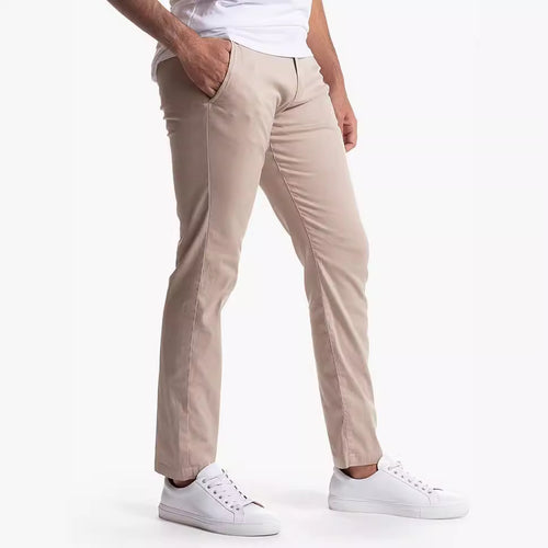 Herren elegante Chinohose mit elastischem Bund und schmalem Schnitt R&B