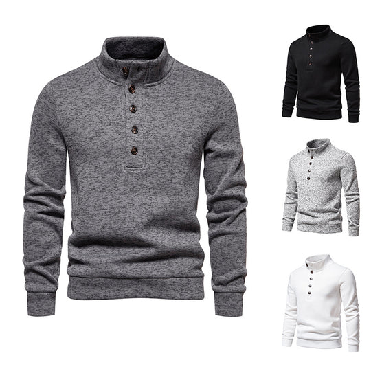 Herren gemütlicher Stehkragenpullover aus weichem Strickmaterial R&B