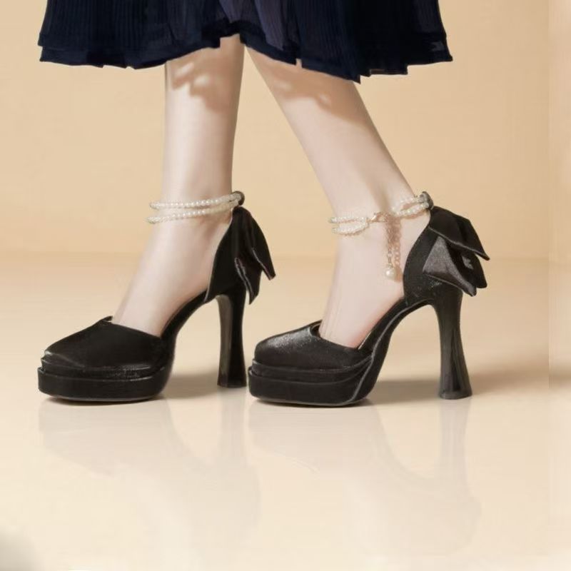 Damen Plateau High Heel Sandalen mit dekorativer Schleifenakzent R&B