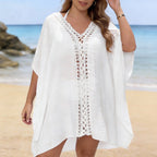 Damen luftiger Strandüberwurf mit Lochstickerei und elegantem Design R&B