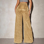 Damen Elegante weite Hose im funkelnden Metallic-Look EB