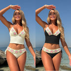 Damen Blütenverziertes Bikini-Set mit eleganter Crop-Top-Oberfläche R&B