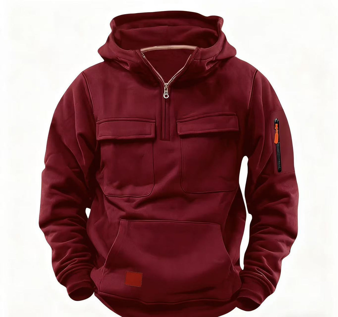Herren funktionale Kapuzenjacke mit Reißverschluss und praktischen Taschen R&B