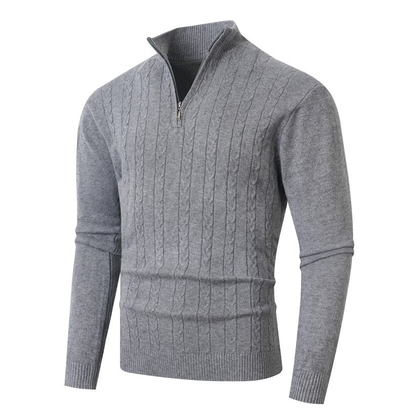 Herren Strickpullover mit halbem Reißverschluss und strukturiertem Design R&B