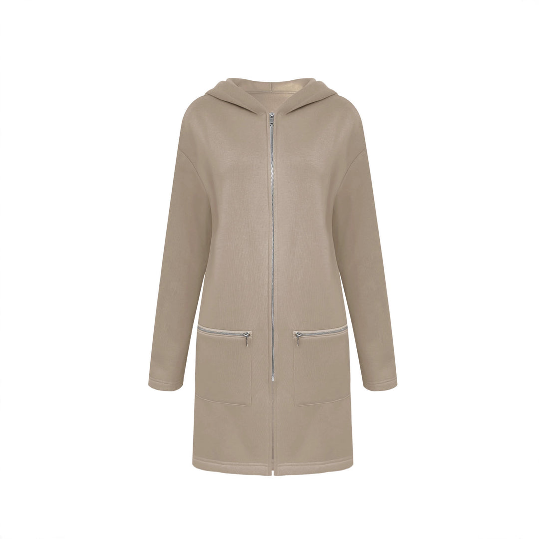 Damen Lange Strickjacke mit durchgehendem Reißverschluss und praktischen Taschen R&B