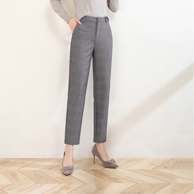 Damen Stoffhose kariert mit High Waist