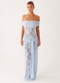 Damen Elegant drapiertes Spitzenkleid mit off-shoulder Design R&B