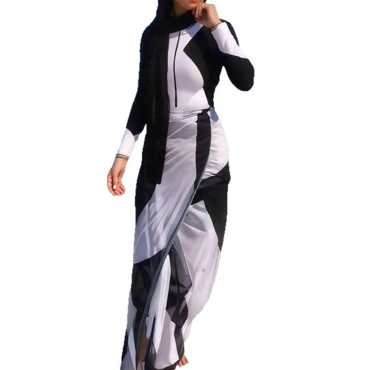 Damen modischer UV-Schutz-Schwimmanzug mit langen Ärmeln R&B