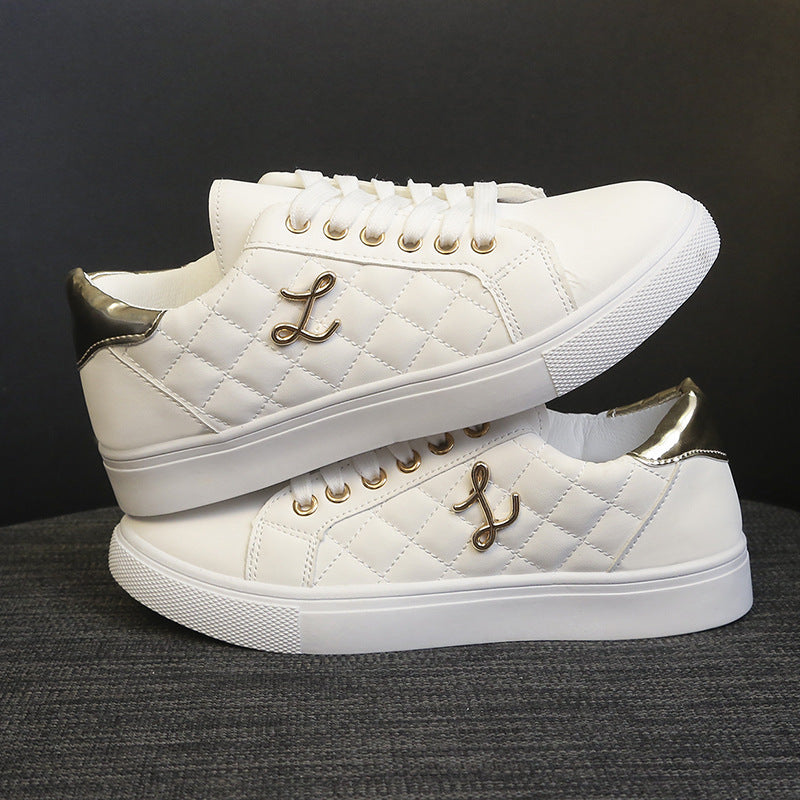 Damen Modische Sneakers mit gestepptem Obermaterial und goldenen Akzenten R&B