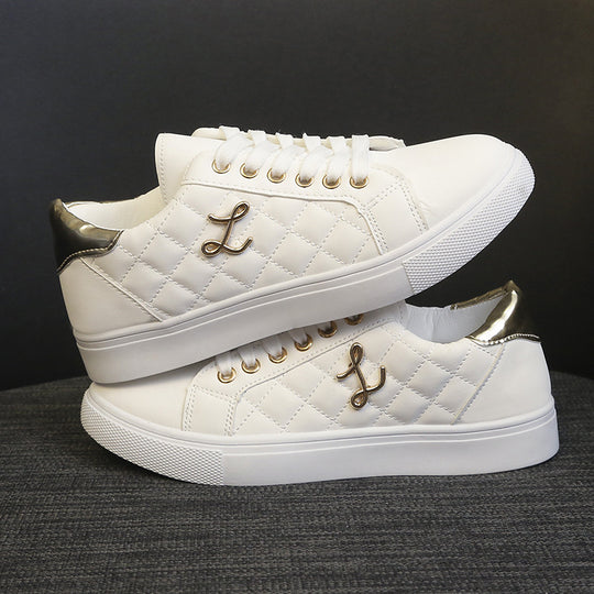 Damen Modische Sneakers mit gestepptem Obermaterial und goldenen Akzenten R&B