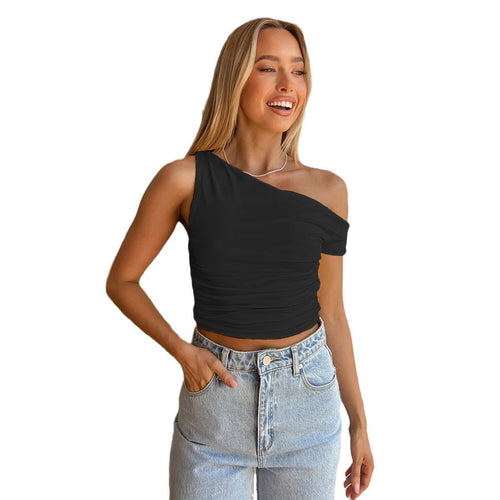 Damen Raffiniertes Asymmetrisches Oberteil mit Raffung R&B