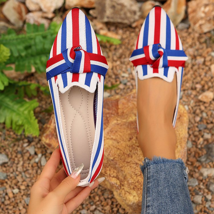 Damen Stilvolle und komfortable Ballerinas mit großem Schleifendetail R&B