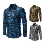 Herren Langarmhemd mit floralem Gold-Design R&B