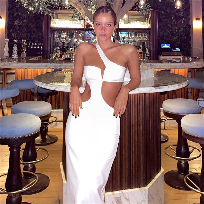 Damen Off-Shoulder Abendkleid mit asymmetrischer Ausschnitt R&B