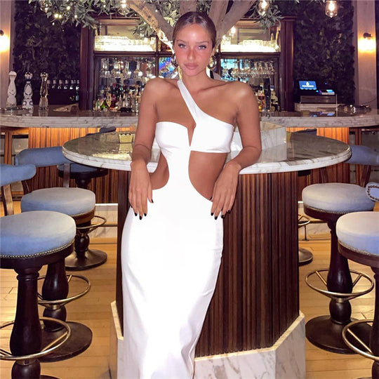 Damen Off-Shoulder Abendkleid mit asymmetrischer Ausschnitt R&B