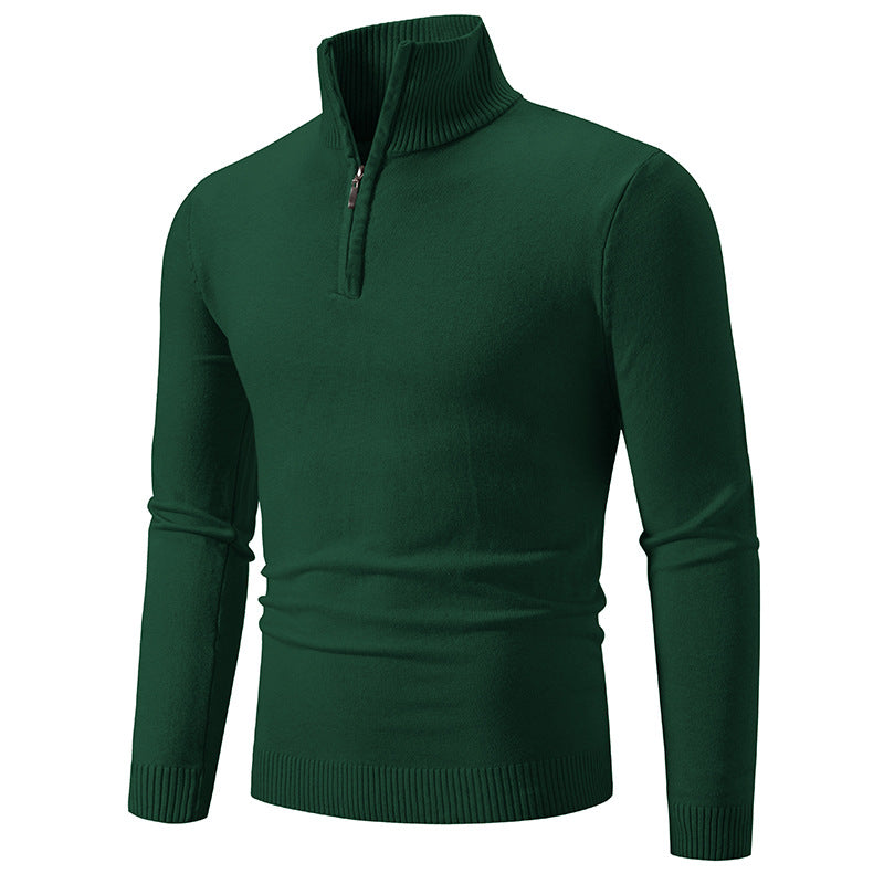 Herren Rollkragenpullover mit Reißverschluss und strukturiertem Design
