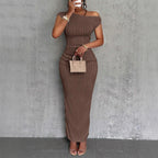 Damen Elegantes figurbetontes Maxikleid mit Raffungen