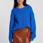 Damen Großer, weicher Strickpullover mit überschnittenen Schultern