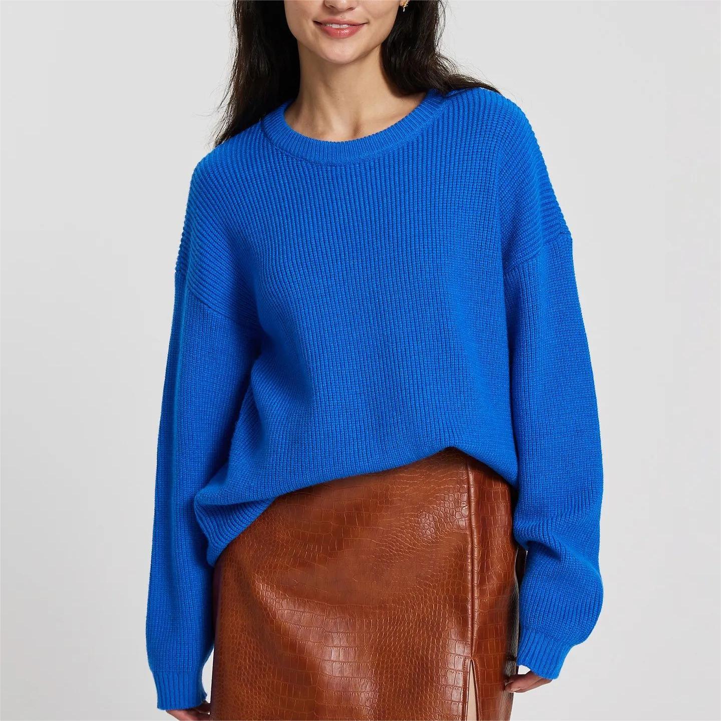 Damen Großer, weicher Strickpullover mit überschnittenen Schultern