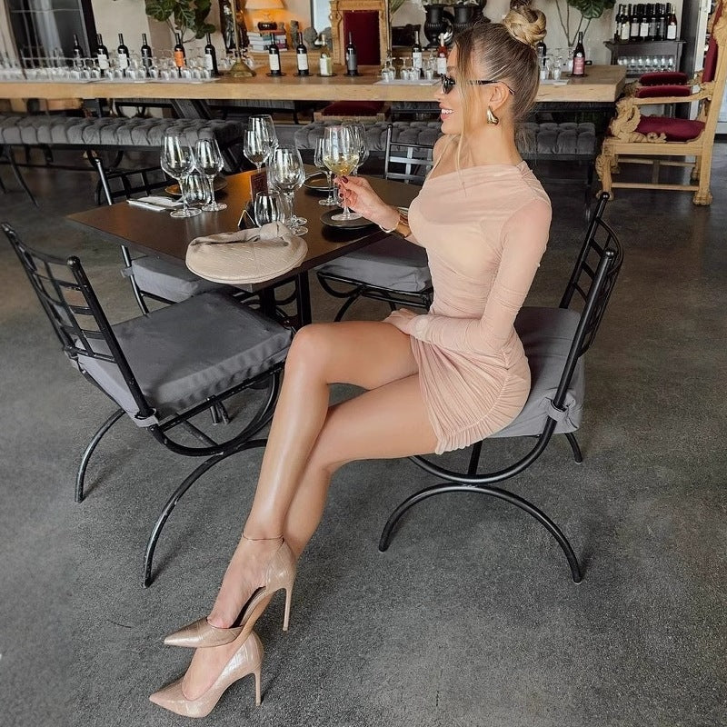 Damen Bodycon Kleid mit verstellbaren Trägern R&B