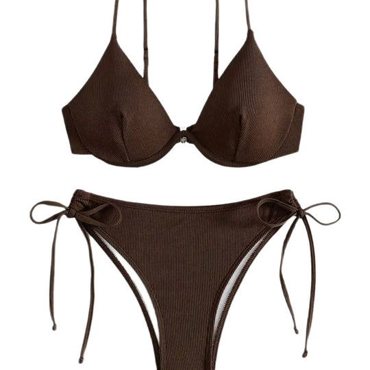 Damen Triangel-Bikini mit verstellbaren Trägern und Seitenschnürungen R&B