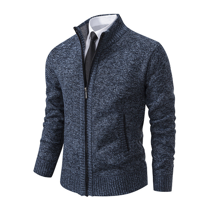 Herren modische Strickjacke mit hohem Kragen und Reißverschluss R&B