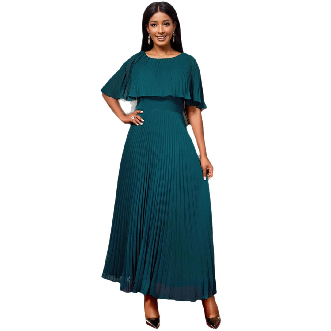 Damen Elegantes Plissee-Maxi-Kleid mit fließenden Ärmeln R&B