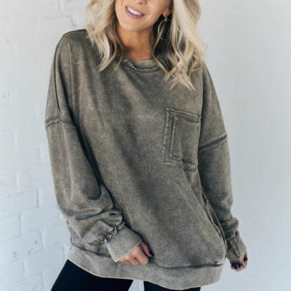 Damen Lässiger Oversized-Sweatshirt mit Rüschendetails R&B