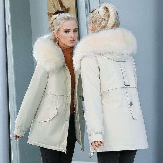 Damen isolierter Winterparka mit luxuriösem Kunstfellkragen und wärmendem Innenfutter R&B