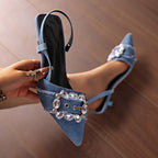 Damen Slingback-Pumps mit eleganter Strass-Schnalle R&B