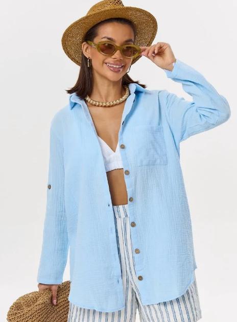 Damen lässige Sommerbluse mit Knopfdetail R&B