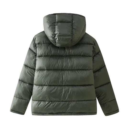 Damen funktionale Daunenjacke mit integrierter Kapuze und seitlichen Taschen R&B