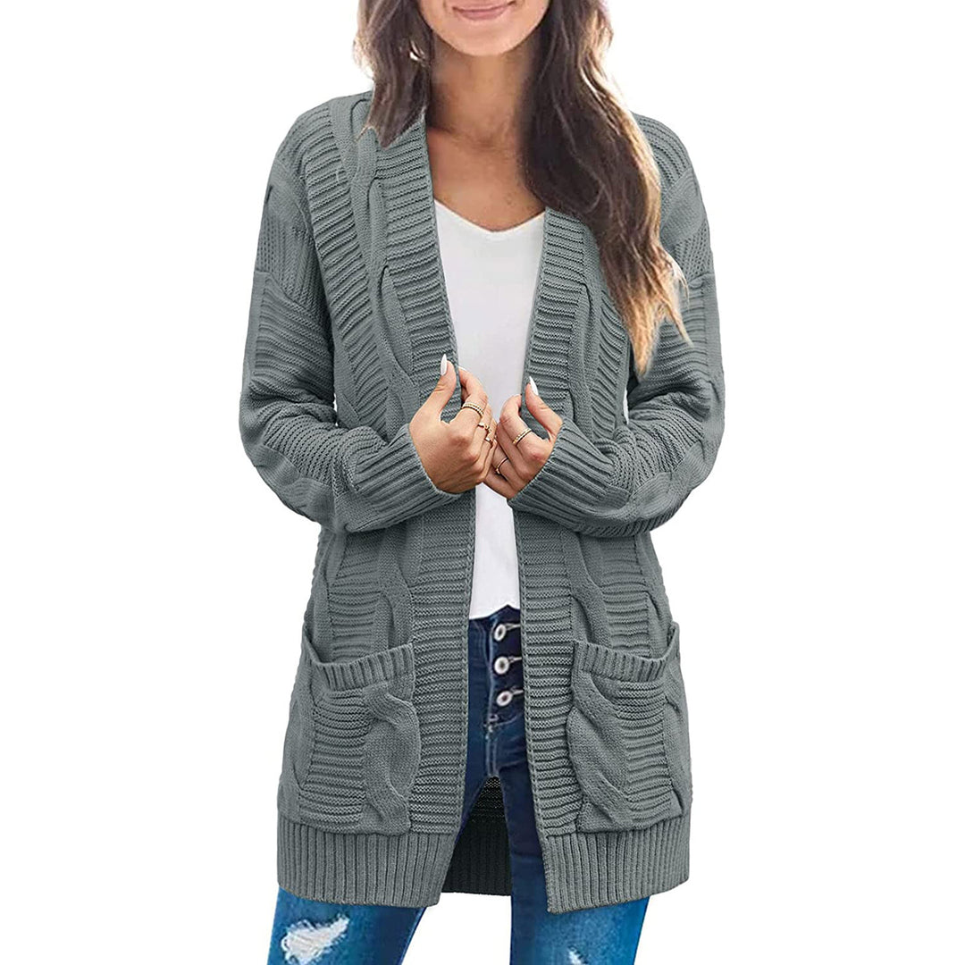 Damen Strickjacke Mit Tiefen Taschen und Strukturiertem Design R&B
