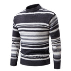 Herren gestreifter Strickpullover mit hohem Stehkragen und weicher Textur R&B