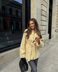 Damen modische Wickeljacke mit hochwertigem Material und Taillengürtel R&B