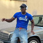 Herren sportliches T-Shirt mit Italia-Motiv und kontrastierenden Akzenten R&B