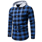 Herren Karo-Hemdjacke mit Kapuze und modernem Schnitt