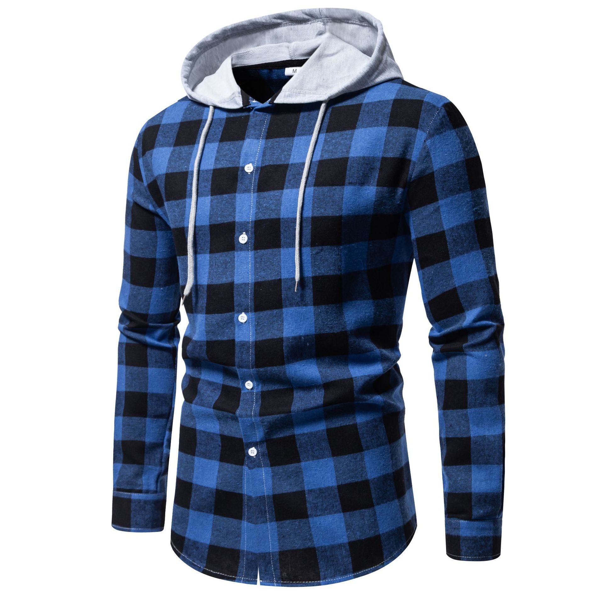 Herren Karo-Hemdjacke mit Kapuze und modernem Schnitt