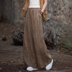 Damen weite Leinenhose mit eleganter Textur R&B