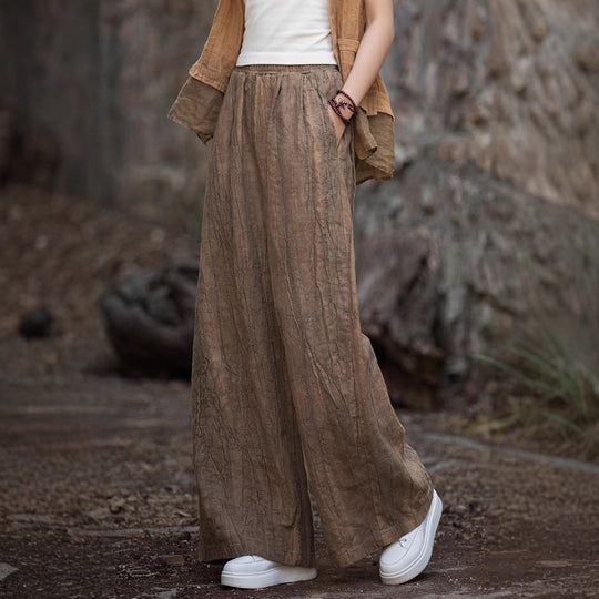 Damen weite Leinenhose mit eleganter Textur R&B
