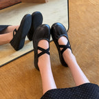 Damen Ballerinas mit elastischem Kreuzband und weicher Lederoberfläche R&B